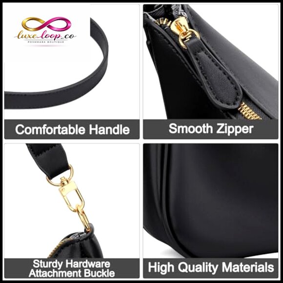 Retro Hobo Shoulder Bag Elegant PU Leather Crossbody Clutch Purse - Picture 3 of 7